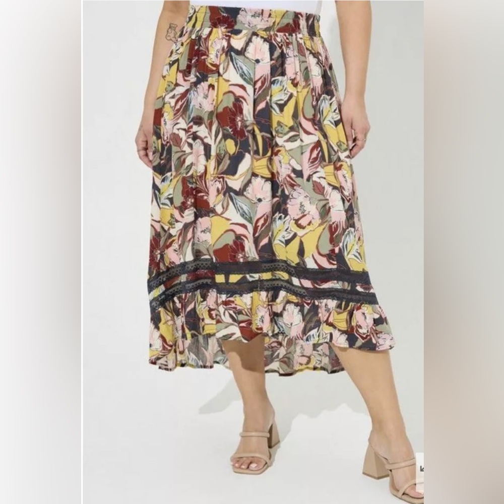 Torrid Floral Boho High Low Maxi Skirt 1 L XL - Picture 4 of 7